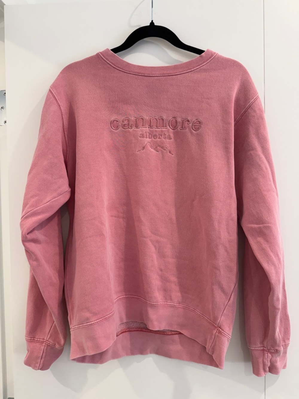 Canmore Alberta Embroidered Pink Crewneck Sweater